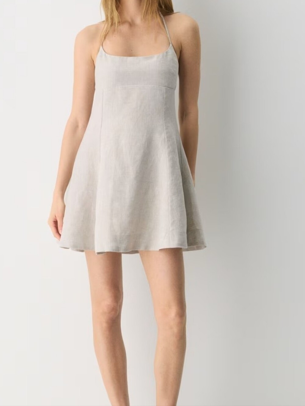 Aritizia Wilfred Abundance Linen Halter Mini Dress In Undyed Ecru